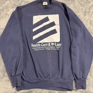 Nutmeg Mills Sweatshirt Mens XL Navy Smith Carr & McLane Graphic 90s Vintage